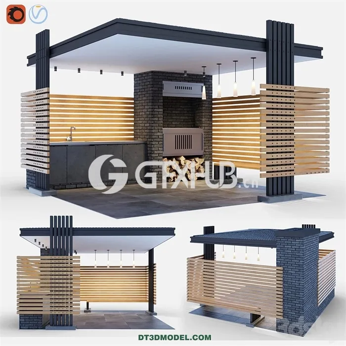 Architecture – Building – Modern gazebo with summer kitchen