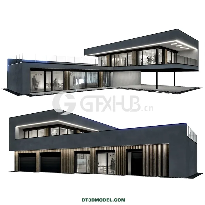 Architecture – Building – Modern house 09 night