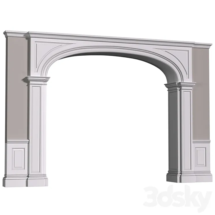 Archway in classic style. Arched interior doorway in a classic style.Traditional Interior Arched Doorway Opening.Entryway Wall Paneling 3DS Max