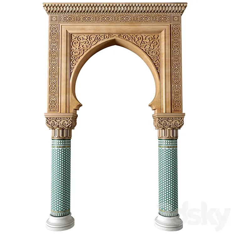 Archway in oriental style. Arched interior doorway.Door Portal. Arched Opening.Arabian Entryway 3DS Max Model