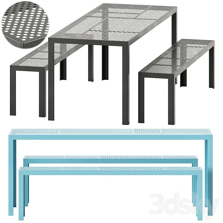 Areal Table and Bench by Nola Industrier \/ Garden set 3DS Max Model