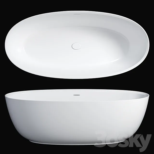 Arezzo 1700 x 800 Matt White Solid Stone Modern Double Ended Bath 3dsMax Model