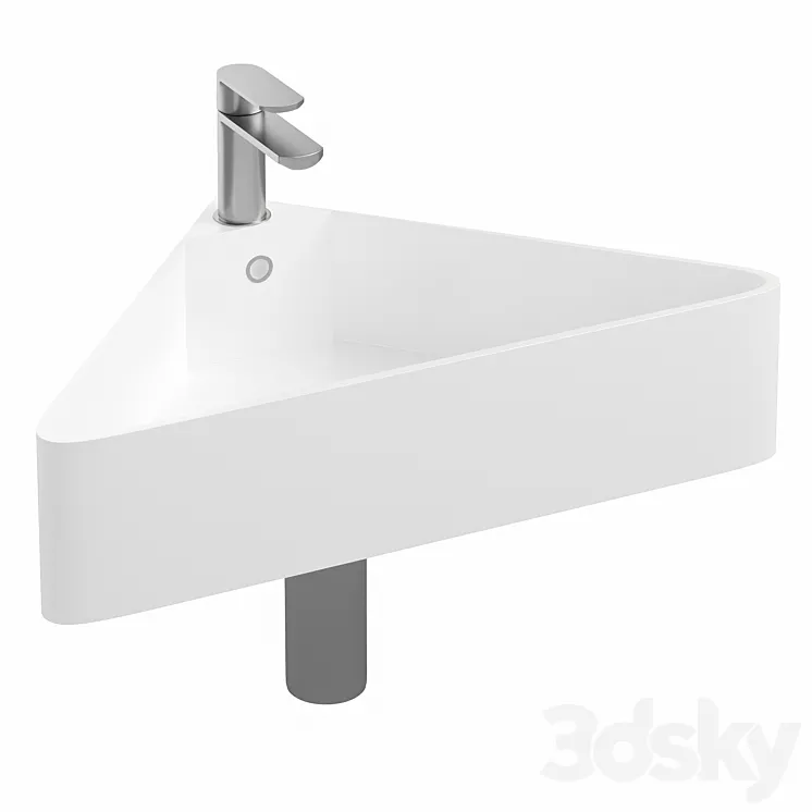 Arezzo Corner Cloakroom Basin 1TH – Gloss White 3DS Max Model