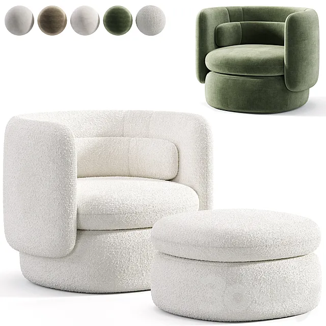 Aria 3 seater flannette armchair 3DS Max Model