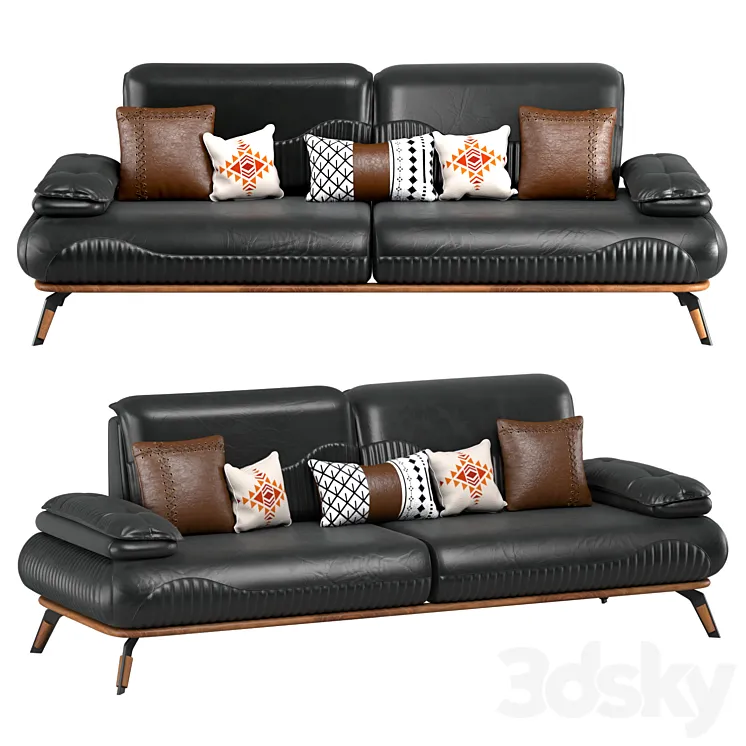 Aria Bed and Wooden Leg Sofa Set 3DS Max Model
