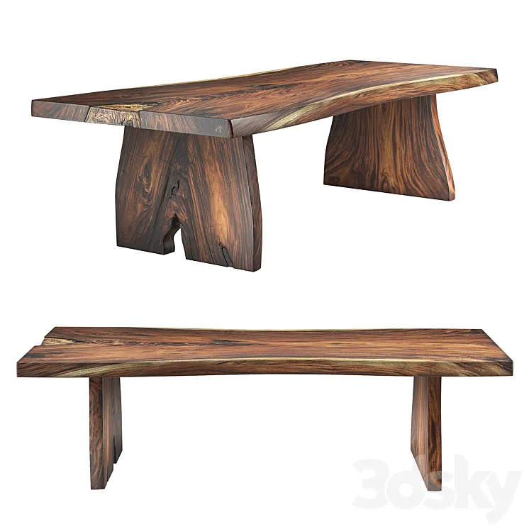 Arka Living – Houston Live Edge Solid Wood Table 3DS Max Model