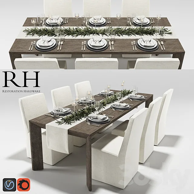 Arles Dining Set 3ds Max