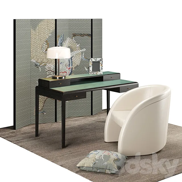 armani casa desk set 3ds Max