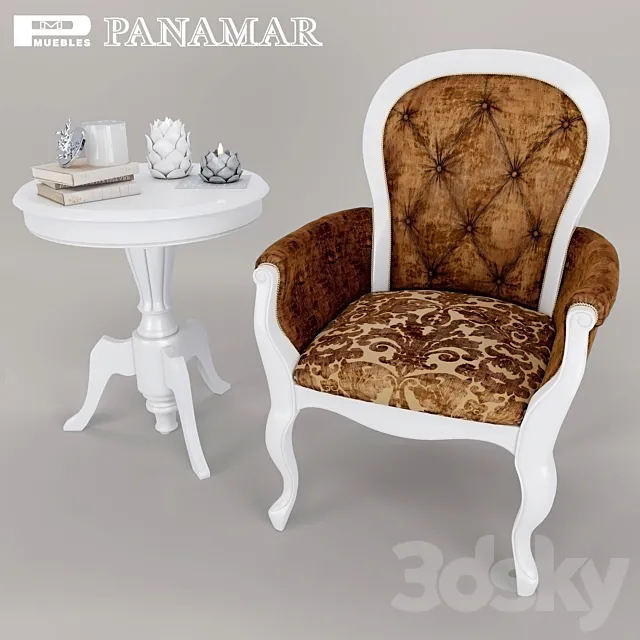 Armchair abd coffee table – Panamar 3ds Max