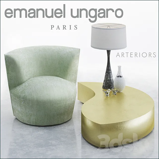 Armchair and coffe table Emanuel Ungaro 3ds Max