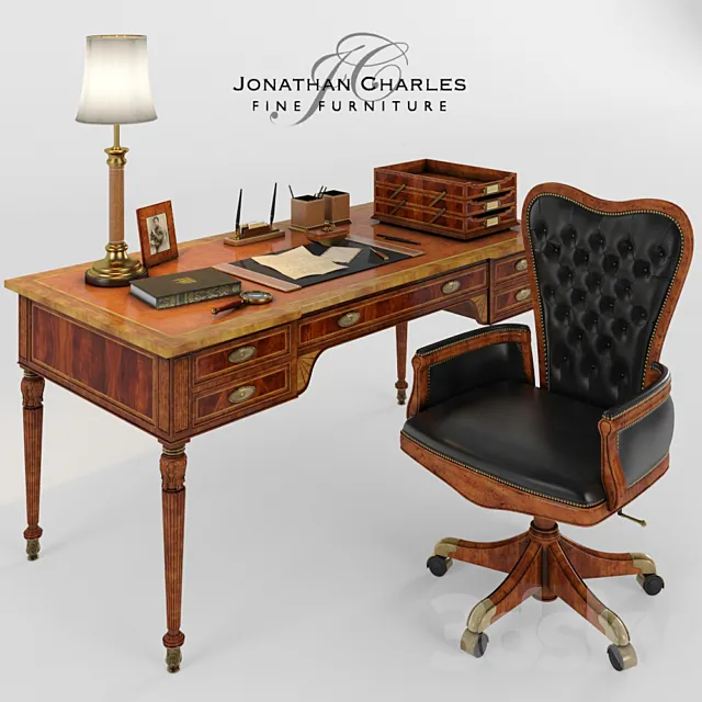 Armchair and desk with accessories Jonathan Charles 3DS Max Model