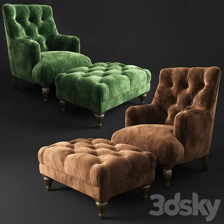 Armchair and pouf Estetica Florence 3DS Max