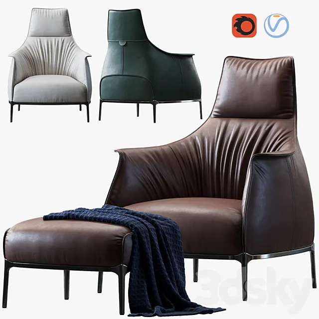 Armchair Archibald A by Poltrona Frau 3DS Max Model