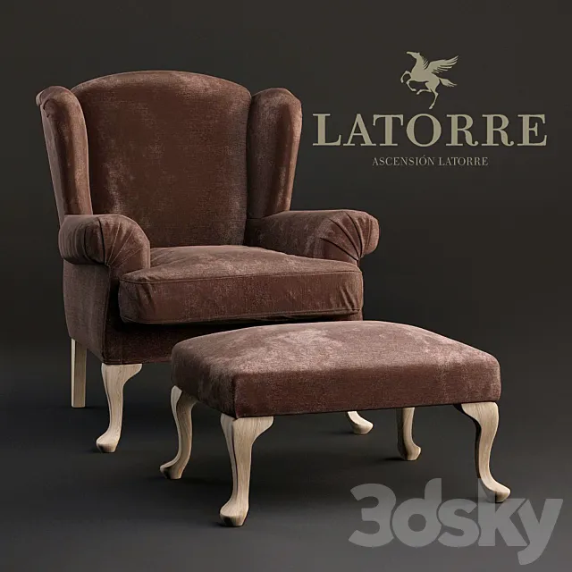 Armchair Ascension Latorre Georges with pouf. 3ds Max