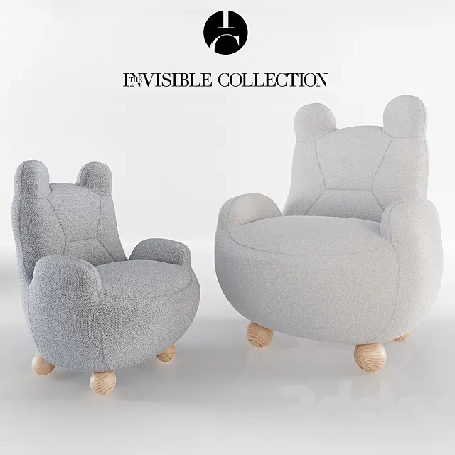 ARMCHAIR BABY BEAR and PAPA BEAR – theinvisiblecollection 3ds Max