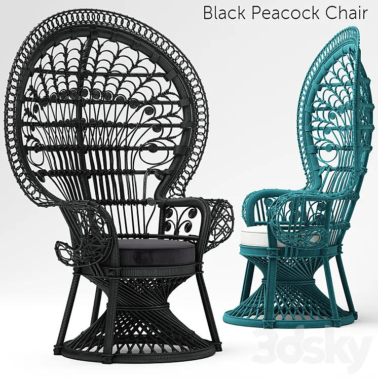 Armchair Black Peacock Chair New In 3DS Max Model