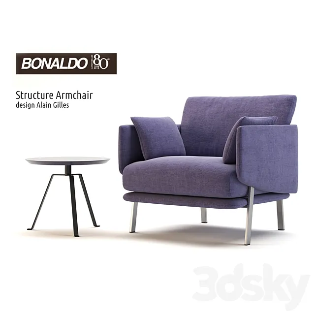 Armchair Bonaldo Structure Armchair and table Bonaldo Tie 3ds Max