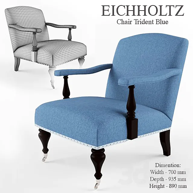 Armchair Eichholtz Chair Trident Blue 3ds Max