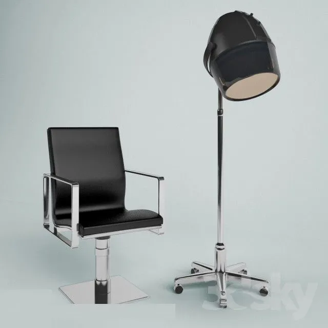 Armchair hairdresser and hair dryer 3dsMax Model