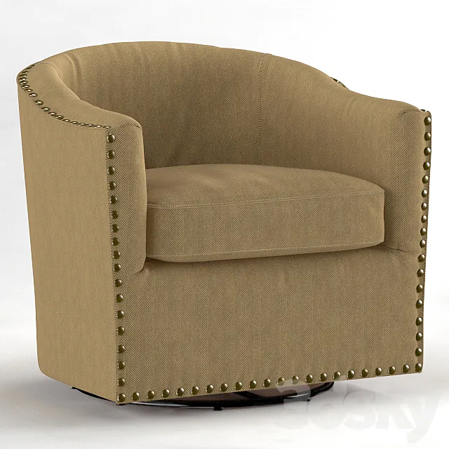 Armchair Harlow Upholstered Swivel Armchair. Pottery Barn 3DS Max Model