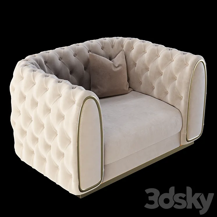 Armchair Homary Luxury Velvet Chesterfield Sofa 3DS Max
