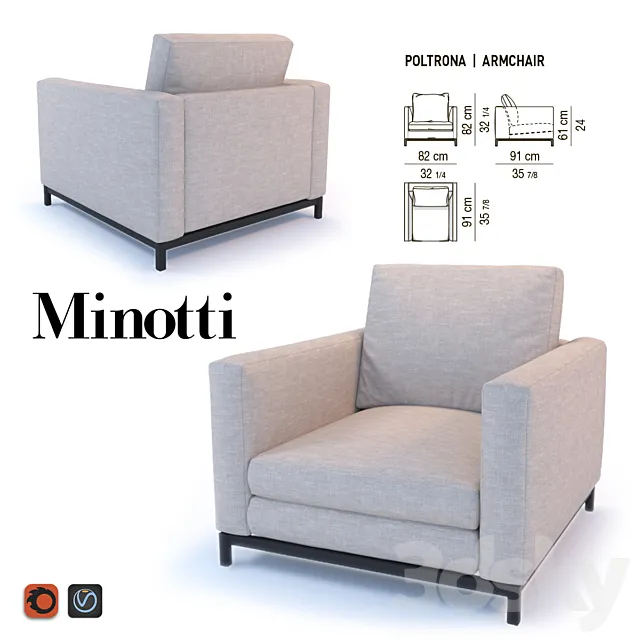 Armchair minotti 3ds Max