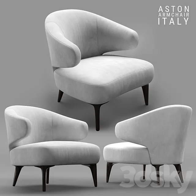 Armchair Minotti Aston White 3ds Max