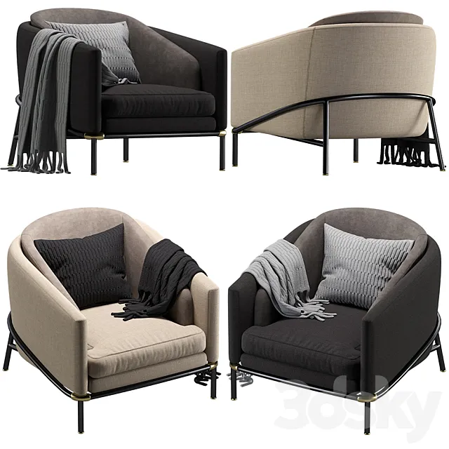Armchair Minotti Fil noir 3DS Max Model