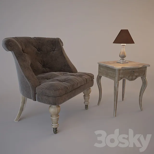 Armchair plus prikrovatnіy table artichoke 3DS Max Model