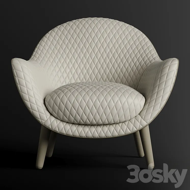 Armchair Poliform Mad Queen + coffee tables Mad COfee Table 3DS Max