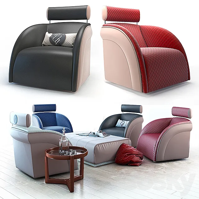 Armchair pouf and table Tecni nova 3ds Max