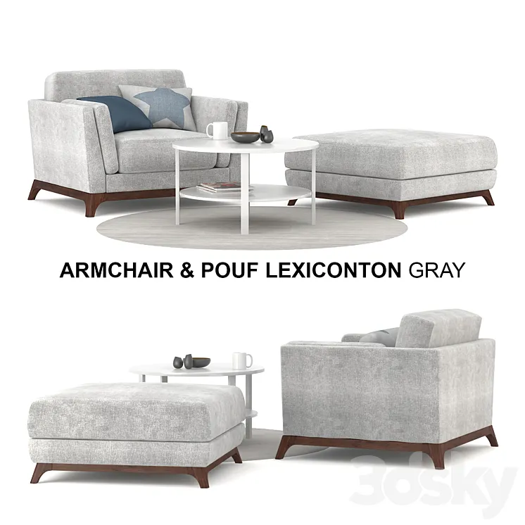Armchair & Pouf Lexiconton GRAY 3DS Max