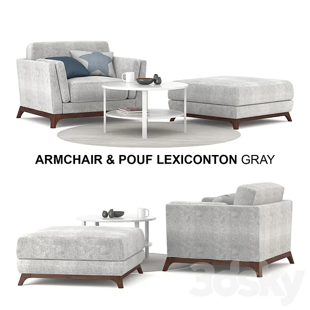 Armchair & Pouf Lexiconton GRAY 3DSMax File