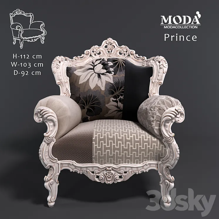 Armchair Prince 3DS Max