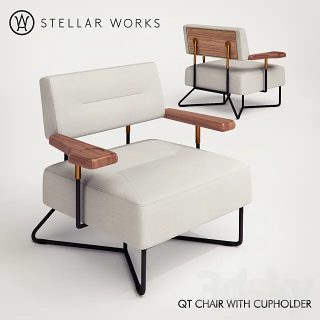 Armchair QT CHAIR WITH CUPHOLDER 3DS Max Model