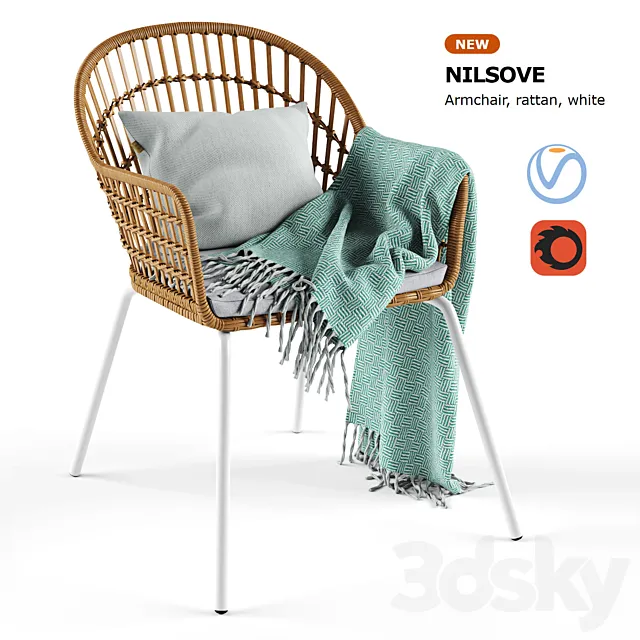 Armchair Rattan Nilsove Ikea 3ds Max