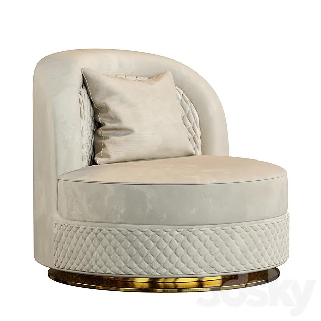 Armchair sofa round Zebrano 3ds Max