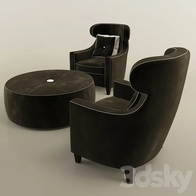 armchair & table 3ds Max