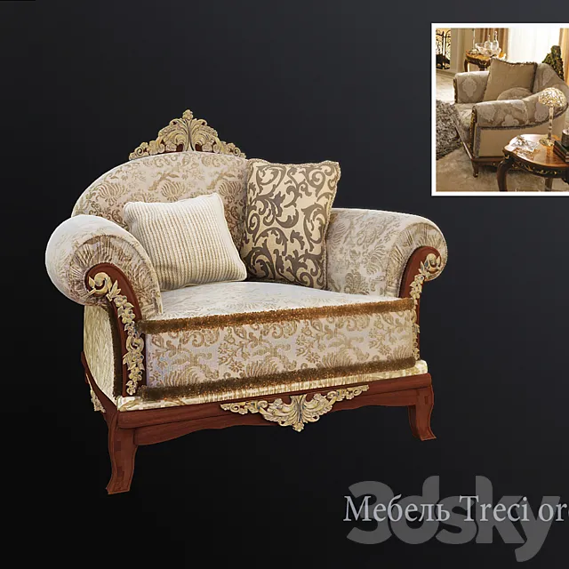 Armchair Treci oro 3DS Max Model