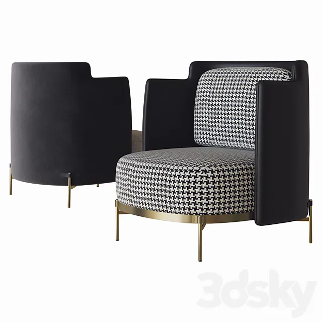 armchair with armrests tape minotti 3DS Max Model