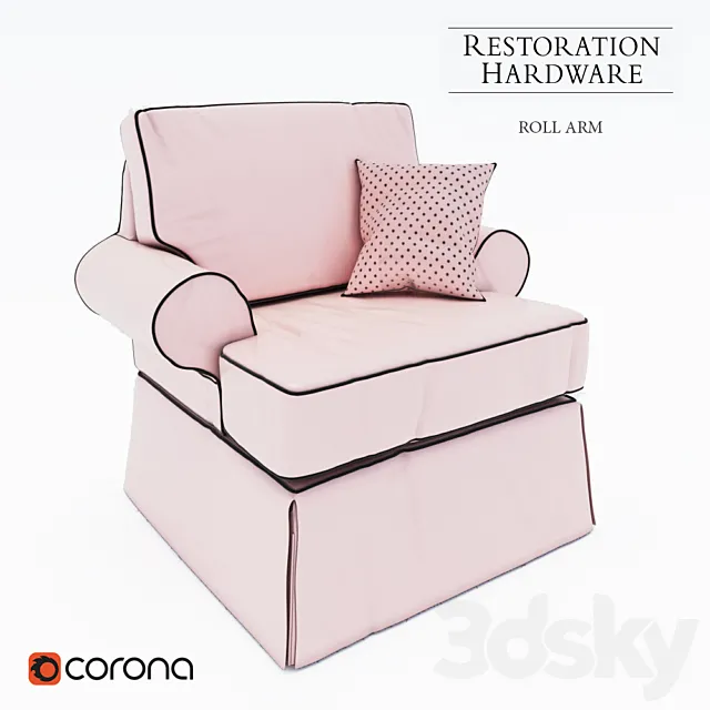 ARMCHAIR WITH CASES ROLL ARM 3DSMax File