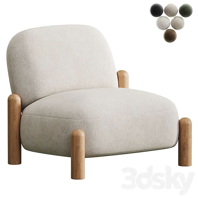 Armchair with chenille upholstery Boldi 3dsMax Model