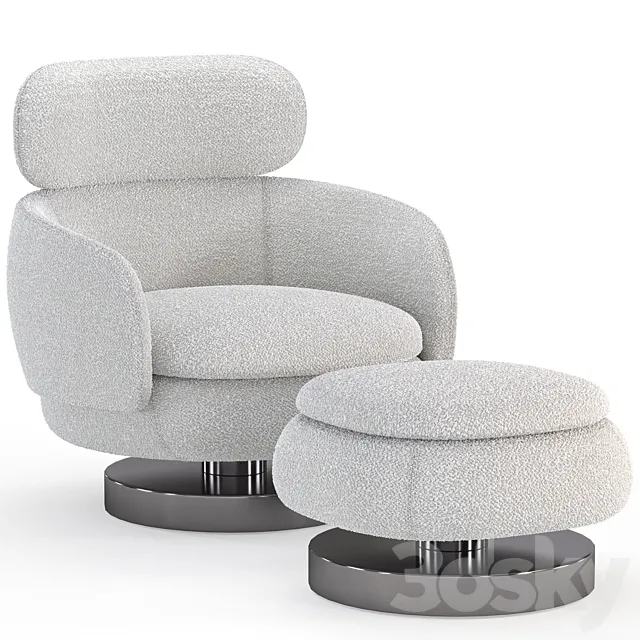 Armchair with ottoman from the Minotti factory Vivienne series 3ds Max