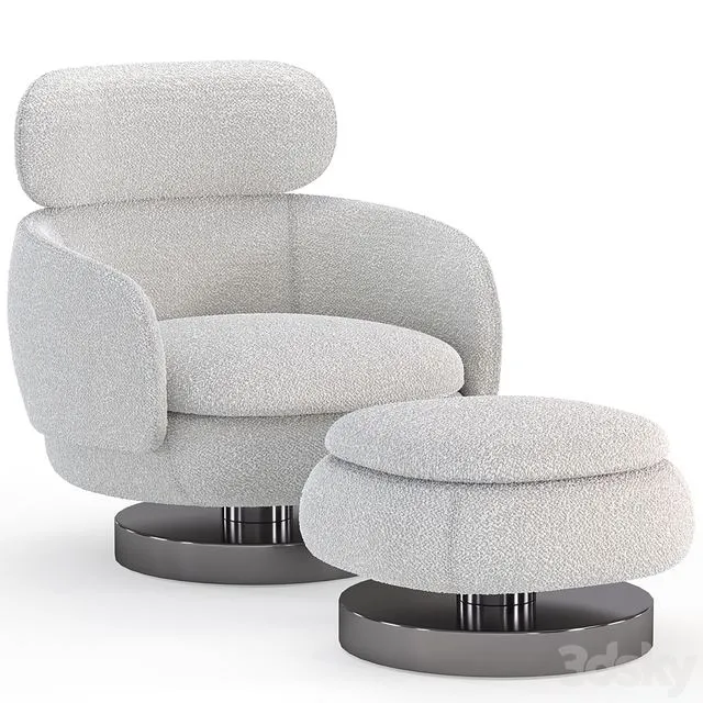 Armchair with ottoman from the Minotti factory Vivienne series 3dsMax Model