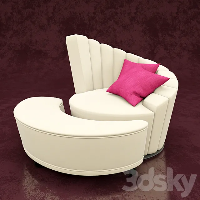 Armchair with pouf 3DS Max Model