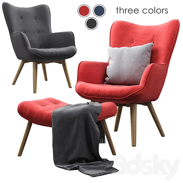 Armchair with pouffe Jysk GULDBORG 3ds Max