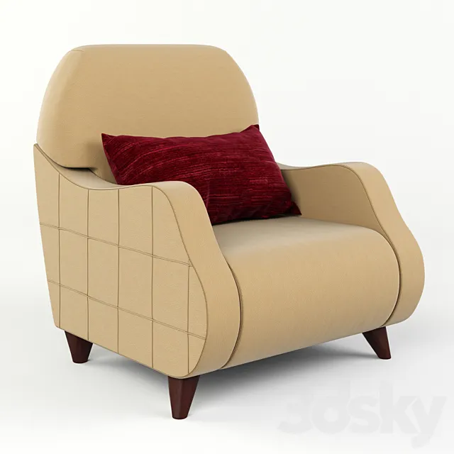 Armchair with semicircular armrests and pillow 3DSMax File