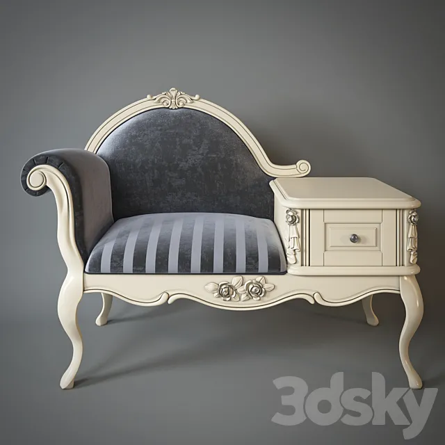 Armchair with telephone table Milano. 8802 3DSMax File
