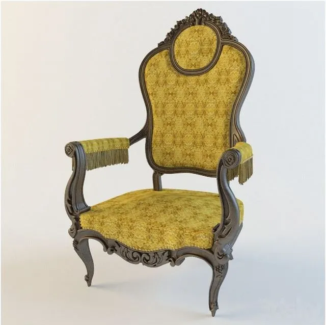 Armchair wood fabric rococo 3dsMax Model