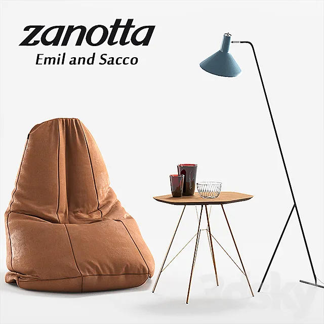 Armchair Zanotta Sacco table Zanotta Emil 3DS Max Model